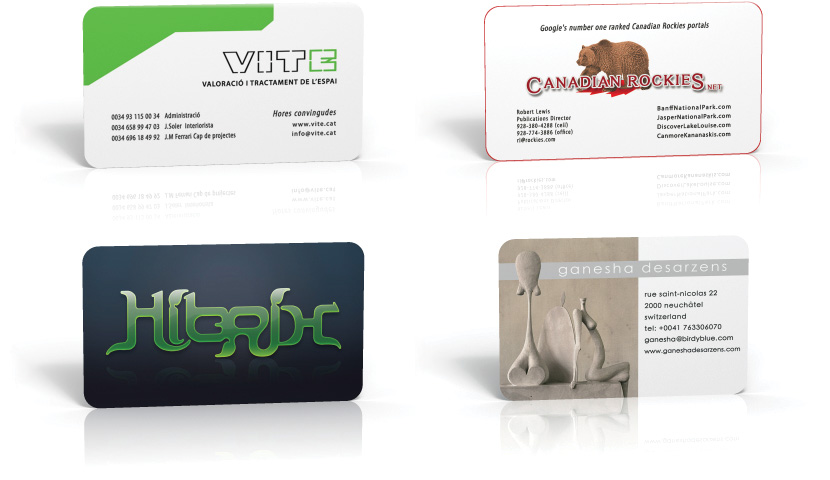 Cuatro diseños de tarjetas de visita